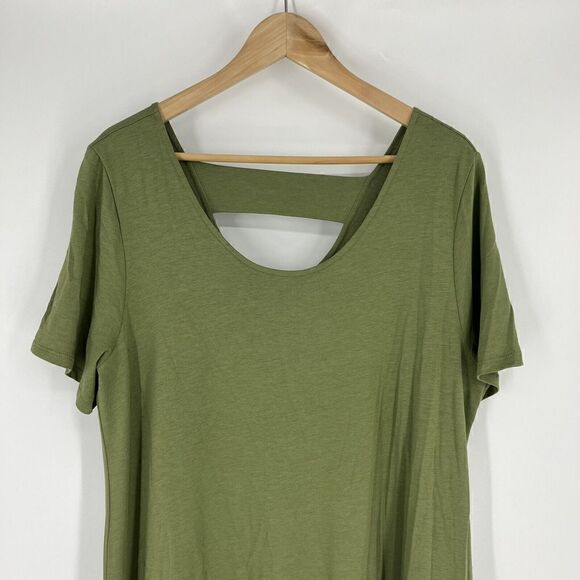 Soft Surroundings Camille T Shirt Dress Size Large Womens Green Cotton Stretch - Picture 2 of 7